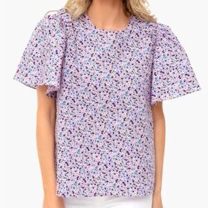 TUCKERNUCK pomander place mollie floral puff flutter sleeve cotton spring blouse